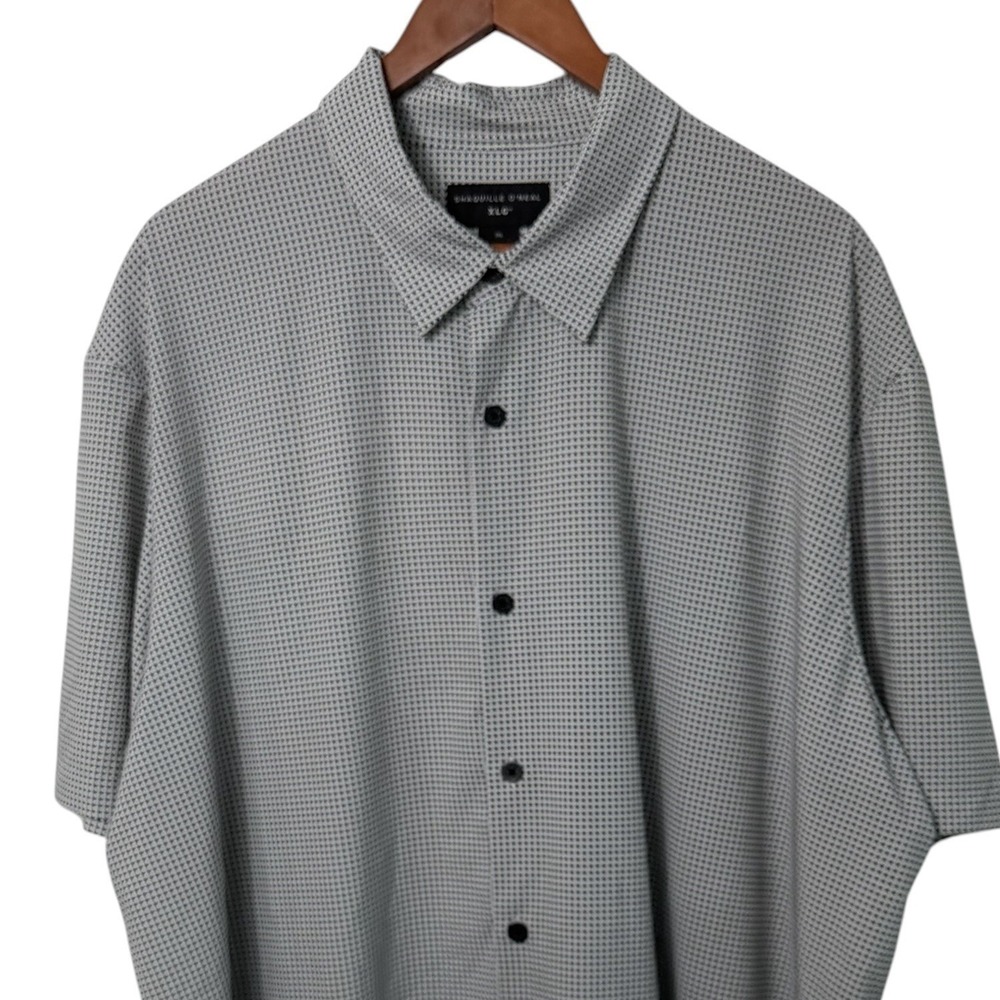 Shaquile O'Neil XLG Shirt Mens 2XL Black White Geometric Stretch Button Up SS